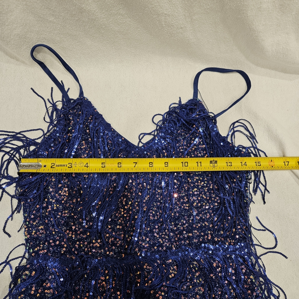 Blue Sequin Fringe Dress - Picture 6 of 8